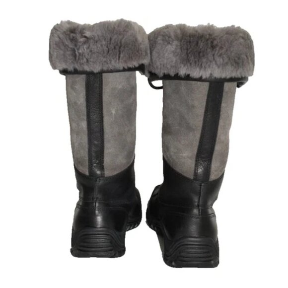 $350 UGG Adirondack Tall Knee Black Leather Suede BOOTS Snow Winter 8.5 (MG18) - Picture 4 of 6